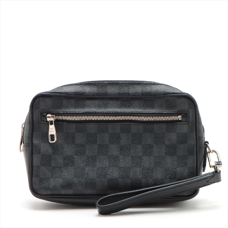 Louis Vuitton tote bags with a printed LV logo on the front for brand visibilityLouis Vuitton Damier Graphite Poschet Cass N41664