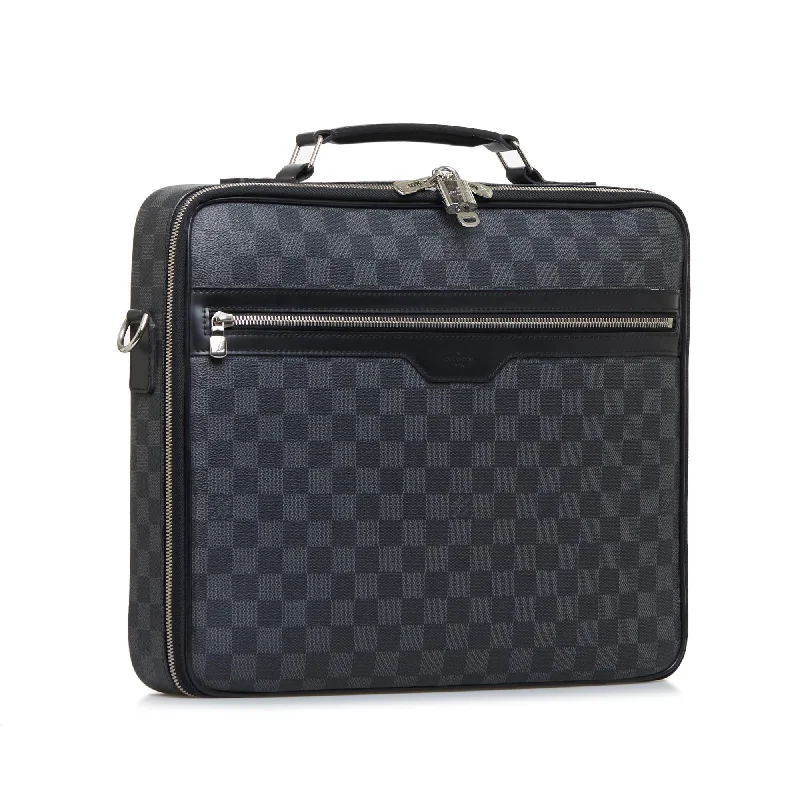 Louis Vuitton bags with a front - flap pocket for quick - access itemsLouis Vuitton Damier Graphite Steve (SHG-u0AZnf)