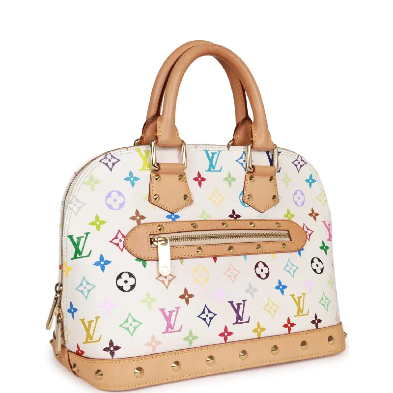 Ladies Louis Vuitton handbags with a detachable coin purse insideVintage Louis Vuitton Monogram Multicolor White Alma