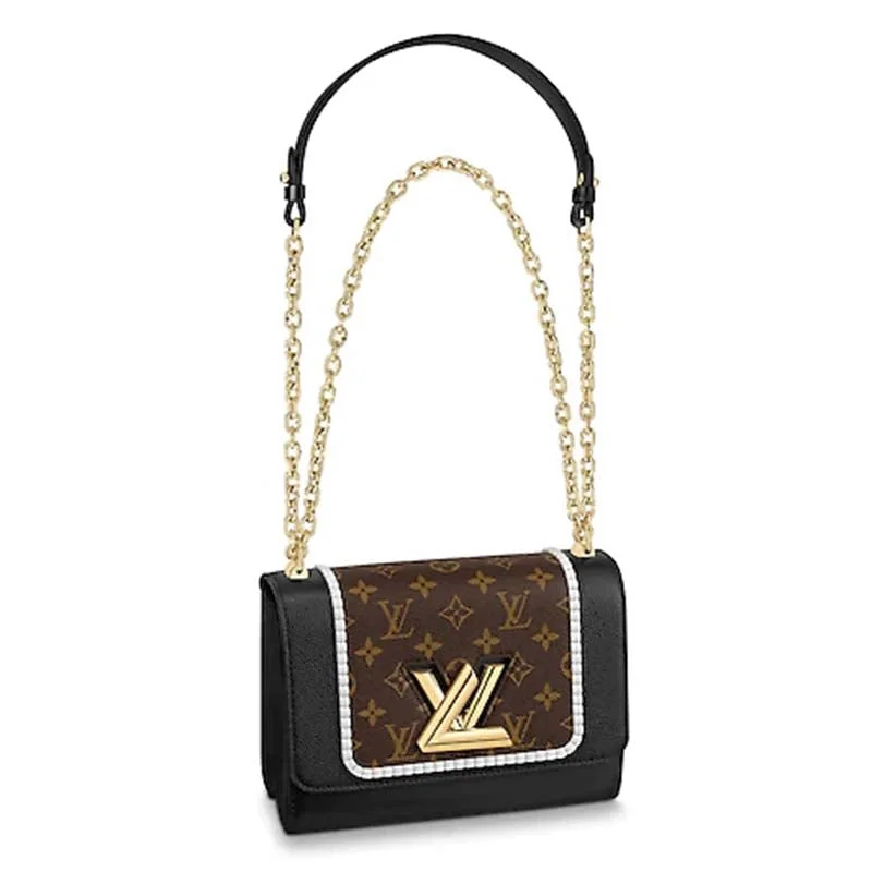 Louis Vuitton bags with a front - zip pocket for small items like keysLouis Vuitton LV Women Twist MM Handbag Monogram Coated Canvas