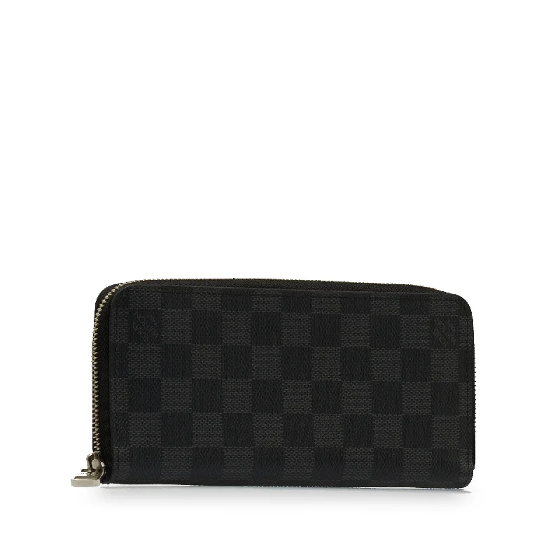 Ladies Louis Vuitton shoulder bags with a single - handle silhouetteLOUIS VUITTON Damier Graphite Vertical Zippy Wallet Long Wallets