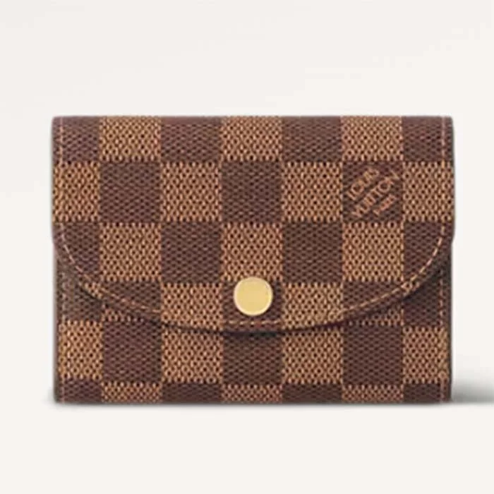 Louis Vuitton bags with a detachable mirror inside for on - the - go touch - upsLouis Vuitton LV Unisex Rosalie Coin Purse Damier Ebene Coated Canvas Grained Cowhide Leather