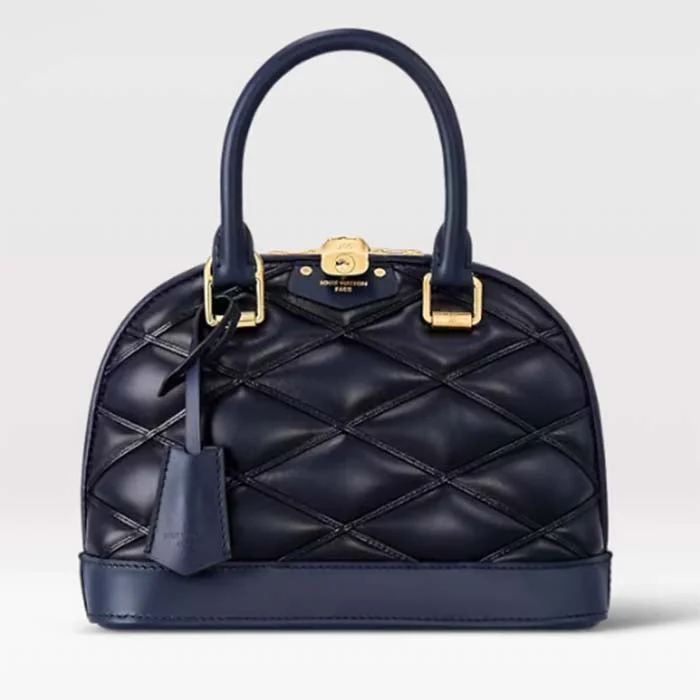 Louis Vuitton bags with a front - flap pocket for quick - access itemsLouis Vuitton LV Women Alma BB Handbag Navy Blue Lamb Leather Cowhide