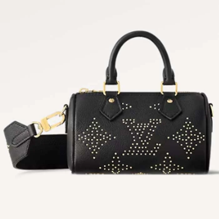 Louis Vuitton bags with a front - zip pocket for small items like keysLouis Vuitton LV Women Nano Speedy Bag Black Monogram Empreinte Grained Cowhide Leather