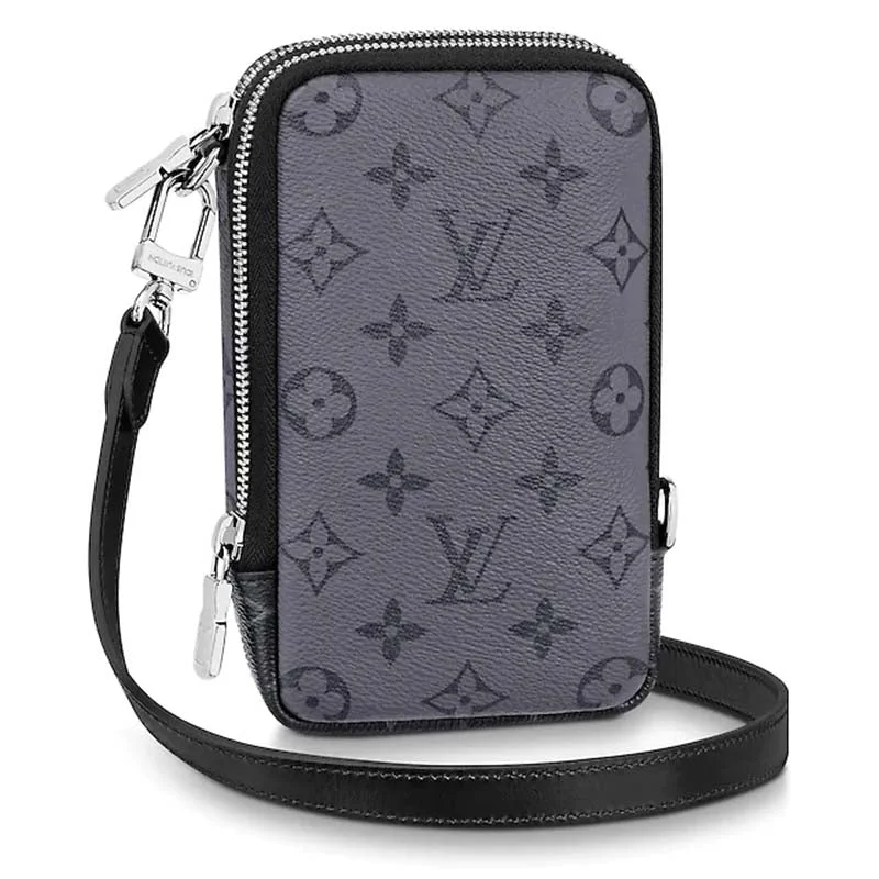 Louis Vuitton Neverfull bags with large capacity for everyday essentialsLouis Vuitton LV Unisex Double Phone Pouch Monogram Eclipse Canvas