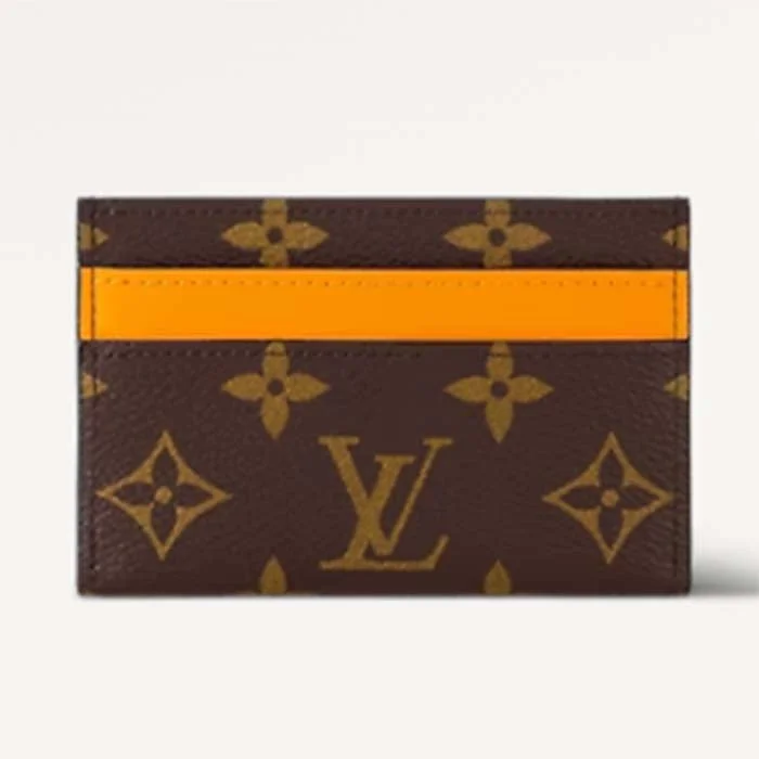 Louis Vuitton crossbody bags with a woven leather strap for textureLouis Vuitton LV Unisex Double Card Holder Radiant Sun Monogram Macassar Coated Canvas