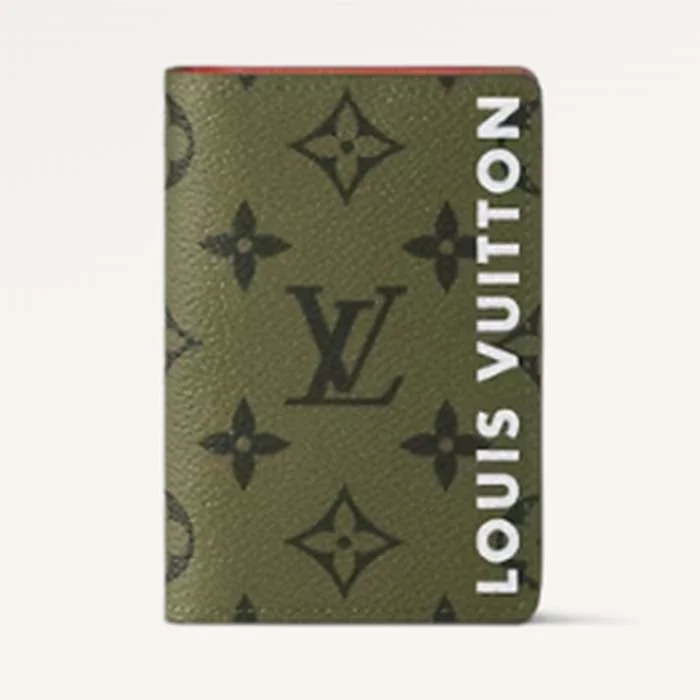 Louis Vuitton Speedy bags in monogram canvas for a classic lookLouis Vuitton Unisex LV Pocket Organizer Khaki Green Vermillion Red Monogram Coated Canvas