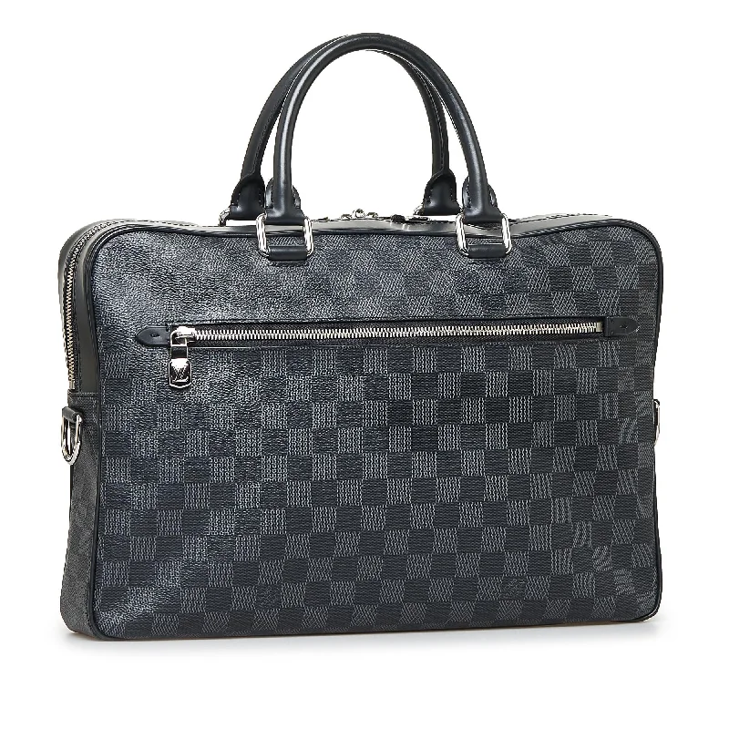 Louis Vuitton bags with a zip - around closure for enhanced securityLouis Vuitton Damier Graphite Porte Documents Business PM (SHG-ptozKf)