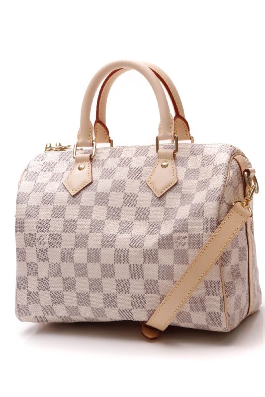 Louis Vuitton Alma bags with a monogram - embossed leather surfaceLouis Vuitton Speedy Bandouliere 25 Bag - Damier Azur