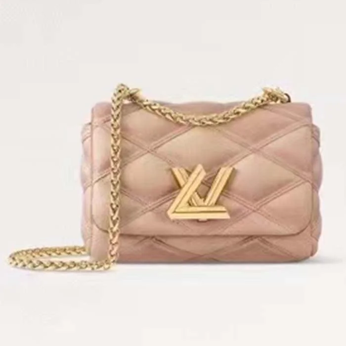 Louis Vuitton Twist bags with a crystal - embellished LV - turnlockLouis Vuitton LV Women Pico GO-14 Pink Lamb Leather Lambskin Cowhide Leather