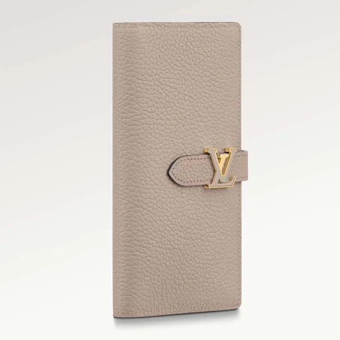 Louis Vuitton crossbody bags with a woven leather strap for textureLouis Vuitton LV Unisex Vertical Wallet Galet Beige Aquamarine Blue Taurillon Cowhide Leather