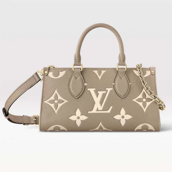 Louis Vuitton Alma bags with a monogram - embossed leather surfaceLouis Vuitton LV Women OnTheGo East West Dove Cream Embossed Grained Cowhide Leather