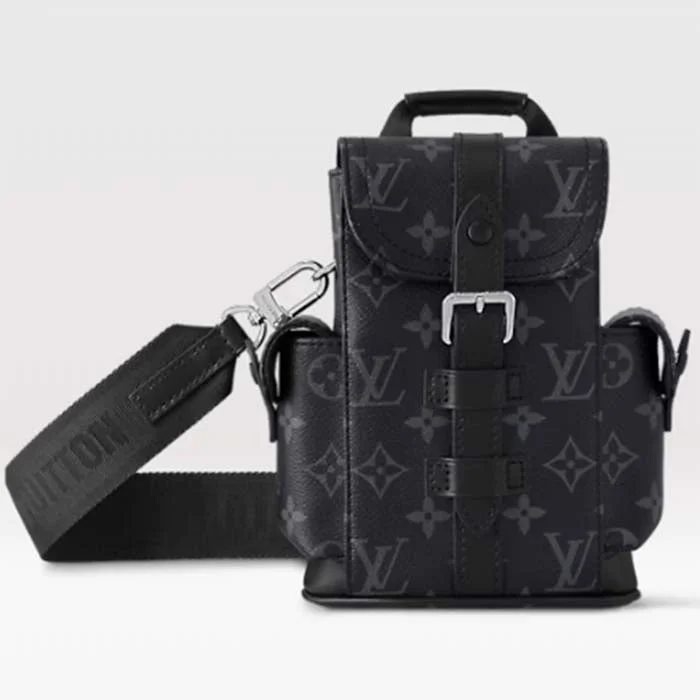 Louis Vuitton crossbody bags with a keychain holder for practicalityLouis Vuitton LV Unisex Nano Christopher Monogram Eclipse Coated Canvas Cowhide Leather