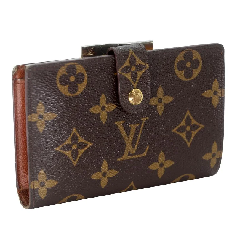 Ladies Louis Vuitton handbags with a detachable coin purse insideLouis Vuitton French Monogram Canvas Port Feuille Vienoise Wallet LV-0813N-0003