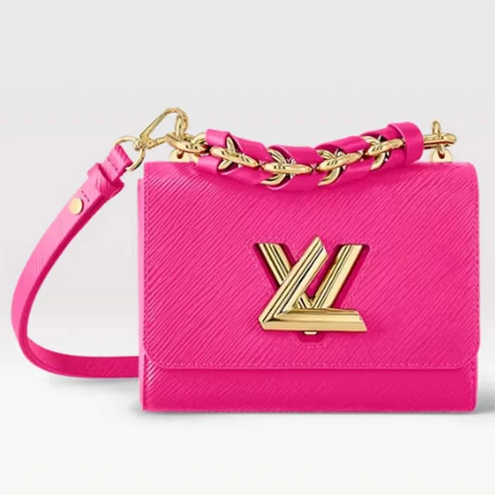 Louis Vuitton Petite Malle bags with a hard - shell structure for uniquenessLouis Vuitton LV Women Twist PM Rose Miami Pink Epi Grained Cowhide Leather