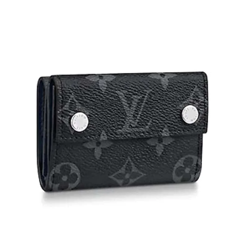 Louis Vuitton bags with a chain - link trim and a leather body for a modern edgeLouis Vuitton LV Unisex Discovery Compact Wallet Monogram Eclipse Coated Canvas