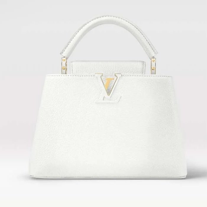 Louis Vuitton handbags with a back - zip pocket for storing valuablesLouis Vuitton LV Women Capucines BB Handbag Snow White Taurillon Cowhide Leather