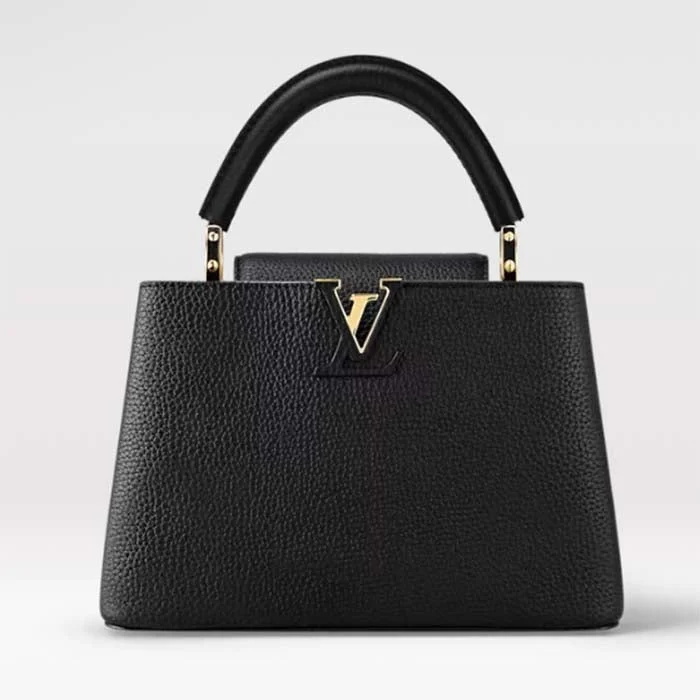 Ladies Louis Vuitton Capucines bags with gold - toned hardwareLouis Vuitton LV Women Capucines BB Handbag Black Taurillon Cowhide Leather Gold-Color Hardware