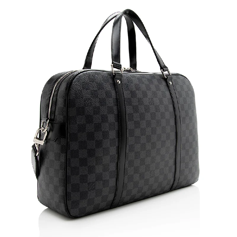 Ladies Louis Vuitton Petite Malle bags with a star - shaped charm for cutenessLouis Vuitton Damier Graphite Jorn Briefcase (SHF-21749)