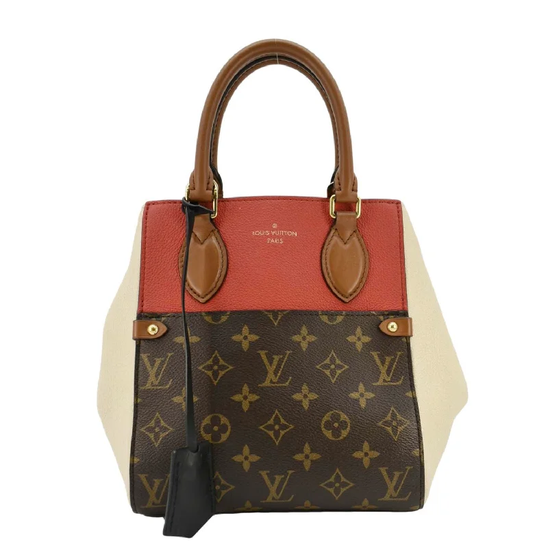 Louis Vuitton bags with a snap - button closure and a decorative charm for styleLOUIS VUITTON Fold MM Monogram Canvas Tote  Bag Red