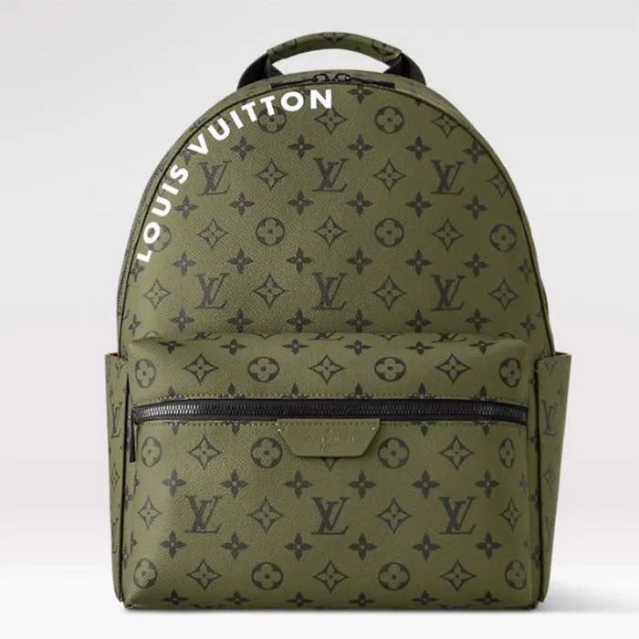 Louis Vuitton backpacks with a padded laptop compartment for travelLouis Vuitton LV Unisex Discovery Backpack PM Khaki Green Vermillion Red Monogram Coated Canvas