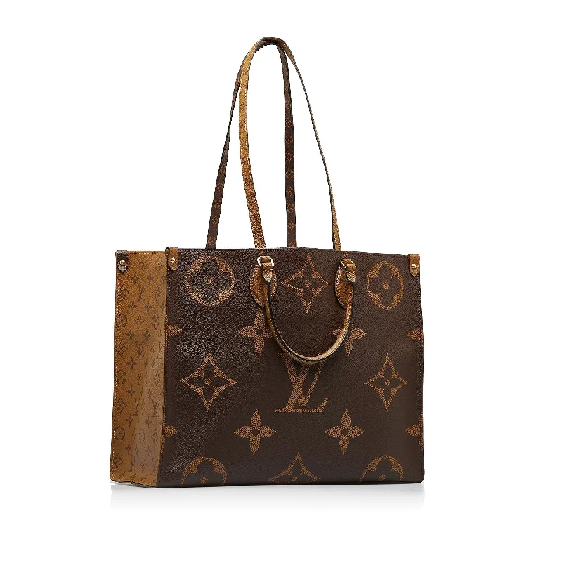 Louis Vuitton tote bags with a double - handle and shoulder - strap optionLOUIS VUITTON Monogram Giant Reverse OnTheGo GM Satchel