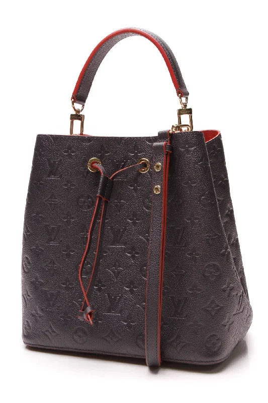 Louis Vuitton tote bags with a water - resistant coating for outdoor useLouis Vuitton Empreinte NeoNoe Bag - Marine Rouge