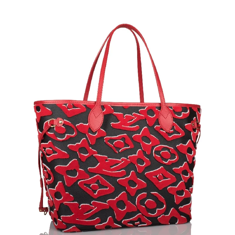 Ladies Louis Vuitton Capucines bags with gold - toned hardwareLouis Vuitton x UF Black and Red Tufted Monogram Neverfull MM