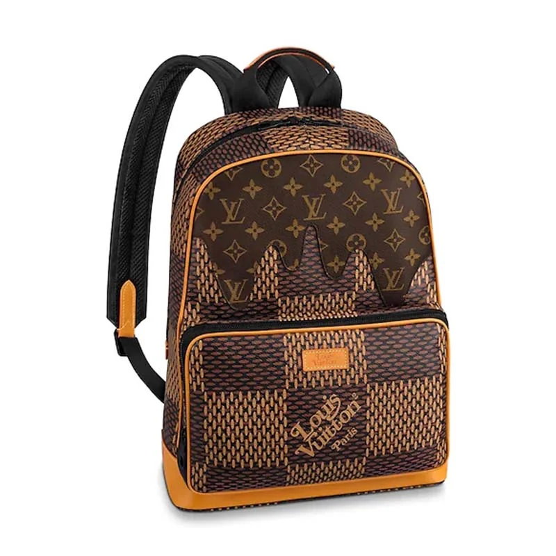 Louis Vuitton backpacks with a hidden back pocket for securityLouis Vuitton LV Unisex Campus Backpack Giant Damier Ebene Coated Canvas