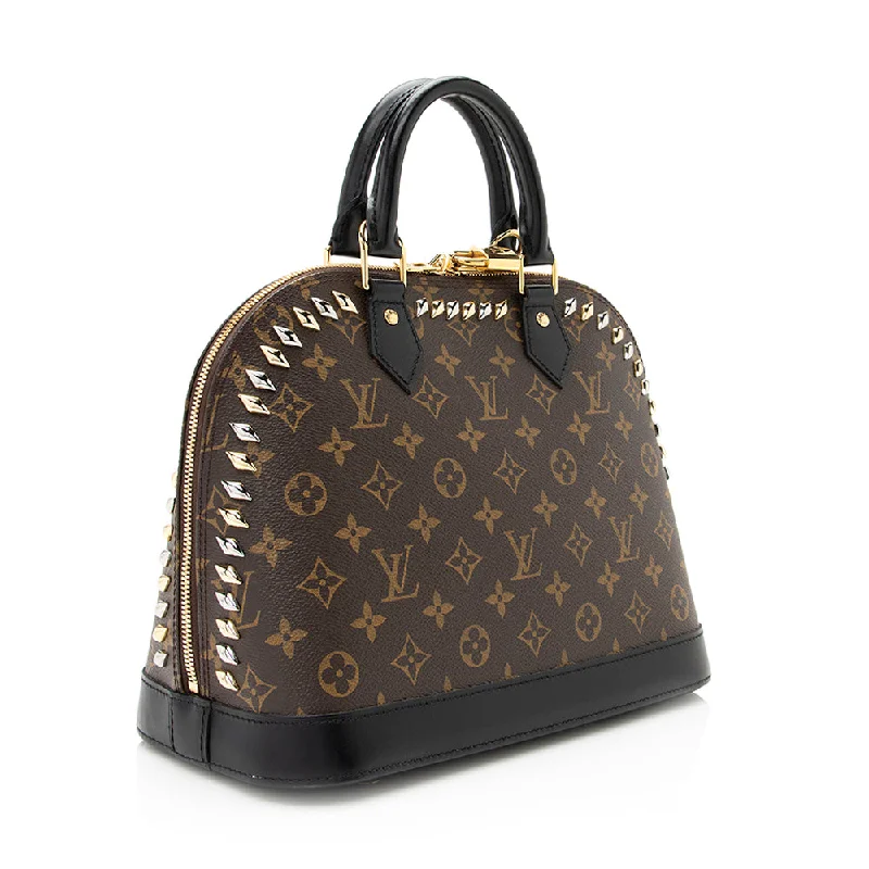 Louis Vuitton bags with a detachable mobile phone holder for convenienceLouis Vuitton Monogram Canvas Metal Stones Alma PM Satchel (20970)