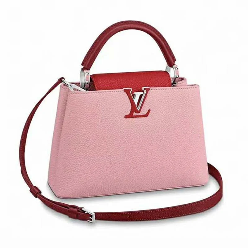 Louis Vuitton tote bags with a printed LV logo on the front for brand visibilityLouis Vuitton LV Women Capucines PM Handbag Taurillon Leather