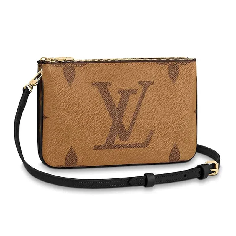 Louis Vuitton crossbody bags with a woven leather strap for textureLouis Vuitton LV Women Double Zip Pochette Monogram Giant Reverse Canvas