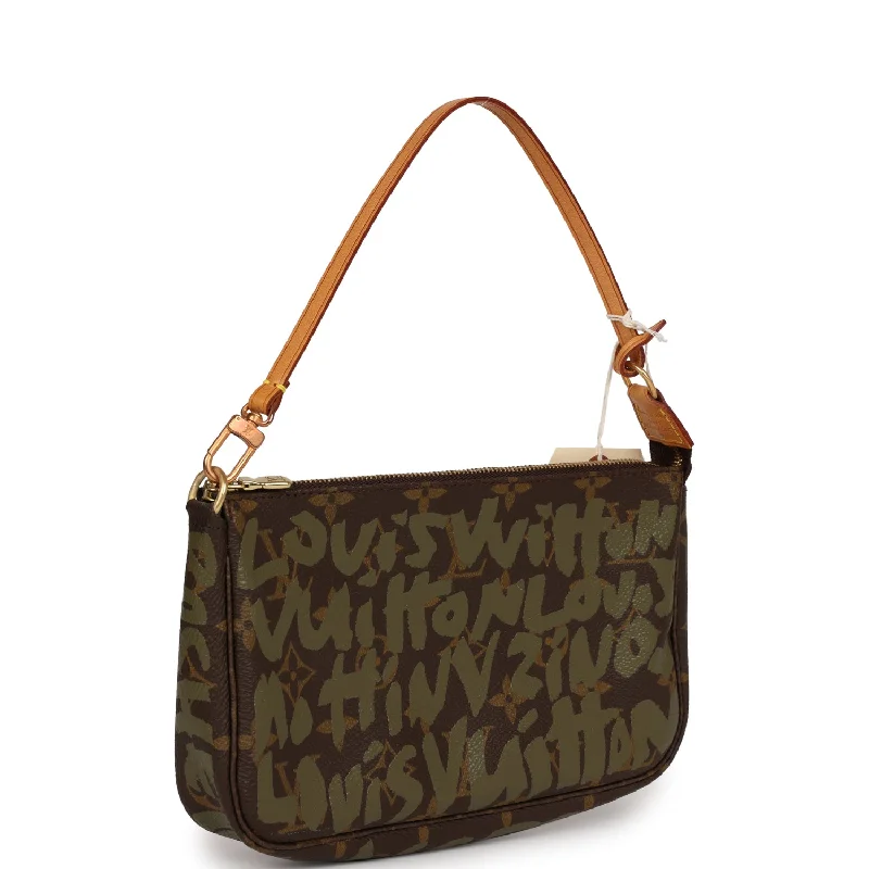 Louis Vuitton Twist bags with a contrast - colored interior for visual interestVintage Louis Vuitton x Stephen Sprouse Pochette Accessories Khaki Graffiti Gold Hardware