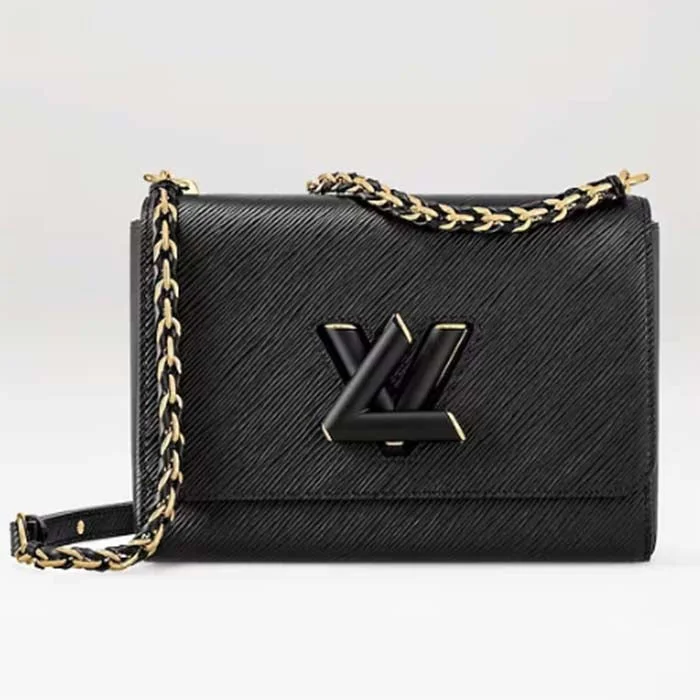 Louis Vuitton tote bags with a spacious interior and multiple pocketsLouis Vuitton LV Women Twist MM Black Epi Grained Cowhide Leather Smooth-Cowhide Trim