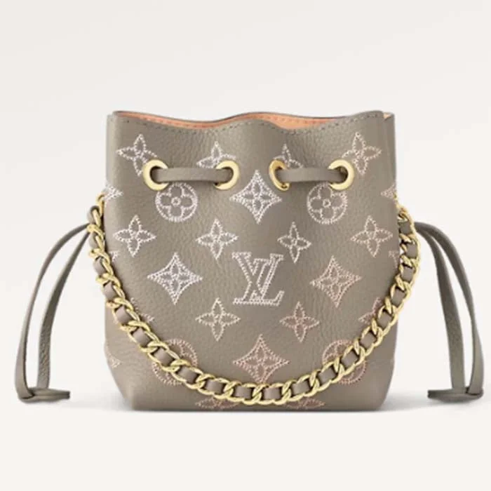 Louis Vuitton tote bags with a double - handle and shoulder - strap optionLouis Vuitton LV Unisex Pico Bella Gray Mahina Perforated Calf Leather Microfiber Lining