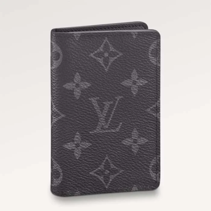 Louis Vuitton bags with a snap - button closure and a decorative charm for styleLouis Vuitton LV Unisex Pocket Organizer Coated Canvas Cowhide Leather Lining