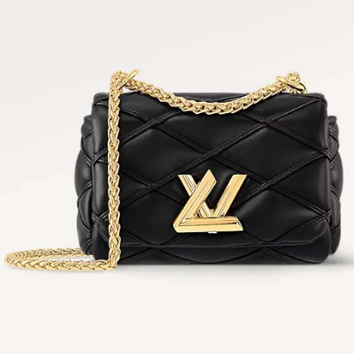 Louis Vuitton handbags with a metal - framed clasp for durabilityLouis Vuitton LV Women Pico GO-14 Black Lamb Leather Lambskin Cowhide Leather