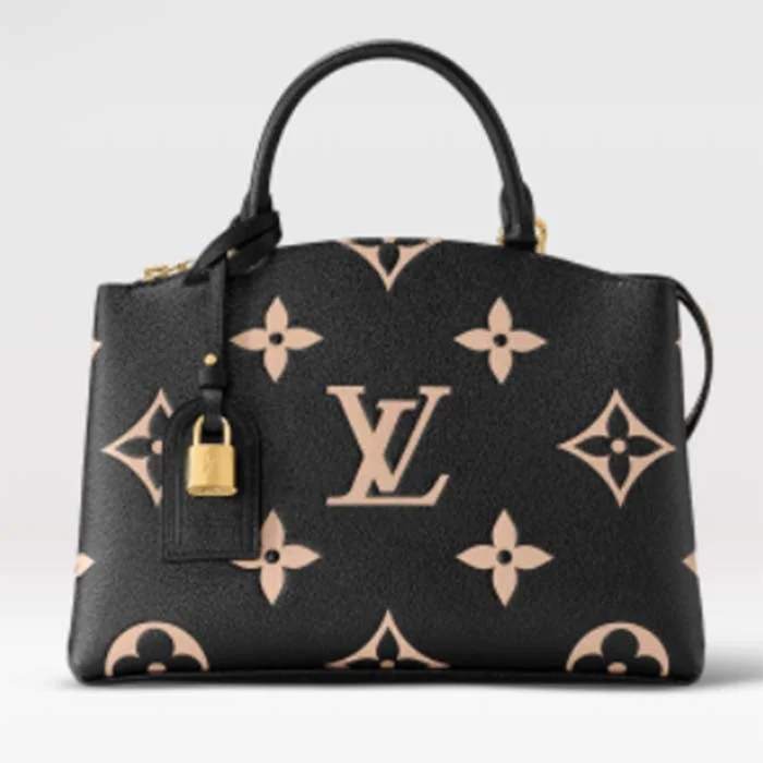 Louis Vuitton crossbody bags with adjustable shoulder straps for comfortLouis Vuitton LV Women Petit Palais Handbag Noir Beige Embossed Grained Cowhide