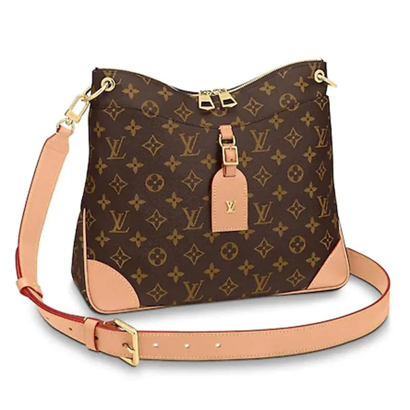 Louis Vuitton tote bags with a double - handle and shoulder - strap optionLouis Vuitton LV Women Odéon MM Monogram Coated Canvas-Brown