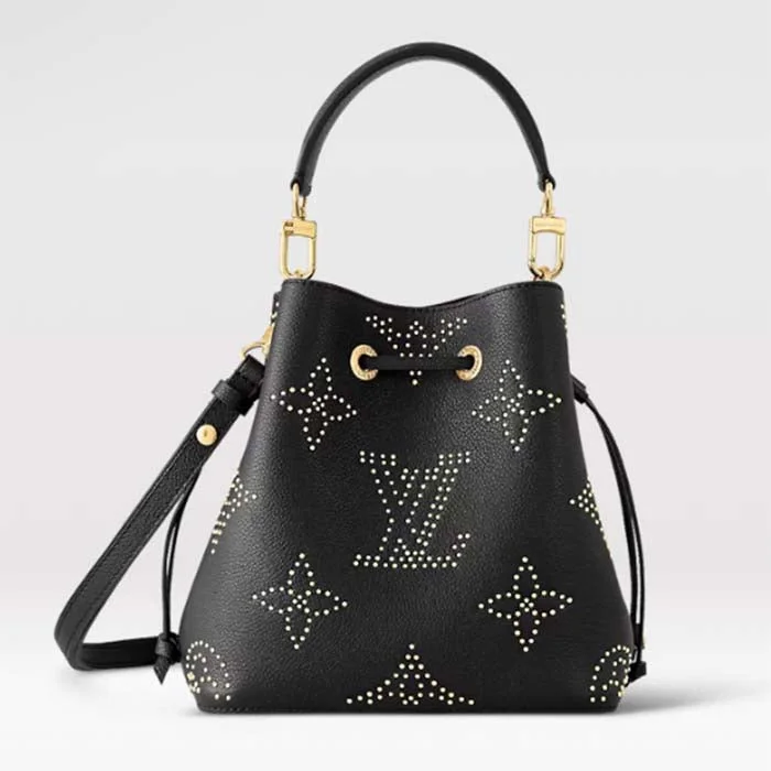 Louis Vuitton crossbody bags with a woven leather strap for textureLouis Vuitton Women LV Néonoé BB Black Monogram Empreinte Grained Cowhide Leather Studs