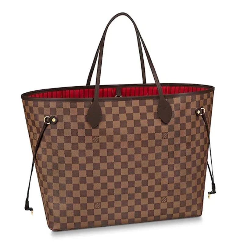 Louis Vuitton bags with a chain - link trim and a leather body for a modern edgeLouis Vuitton LV Women Neverfull GM Tote Damier Ebene Canvas