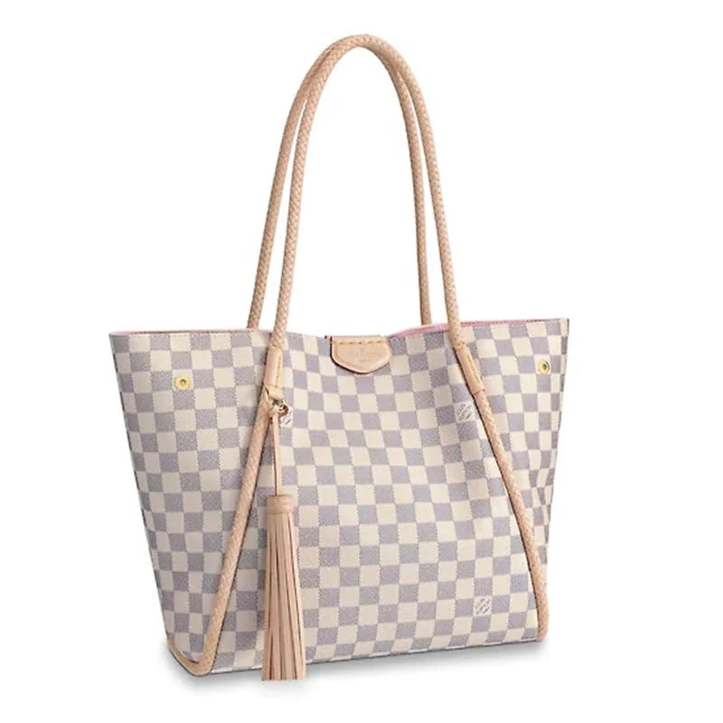 Ladies Louis Vuitton shoulder bags with a magnetic - closure flap for easeLouis Vuitton LV Women Propriano Damier Azur Coated Canvas Exterior