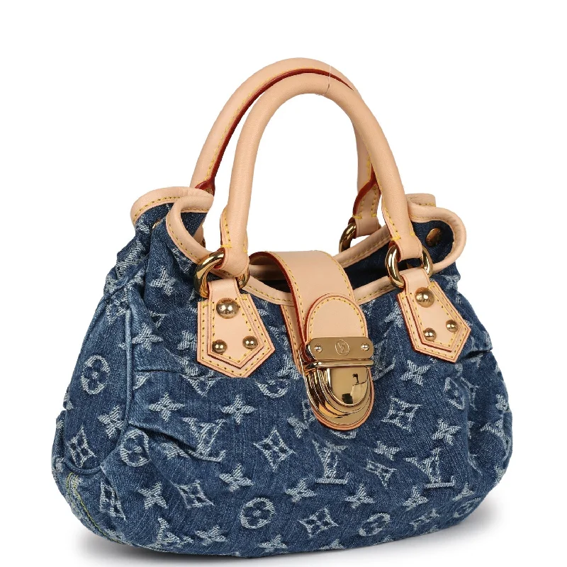 Louis Vuitton Alma bags with a leather - wrapped handle for a luxurious feelVintage Louis Vuitton Blue Monogram Denim Pleaty