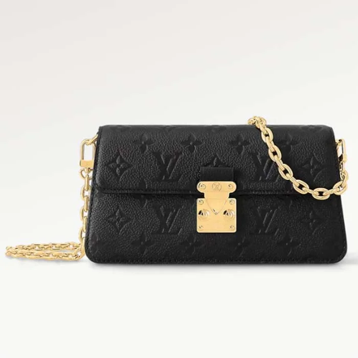 Louis Vuitton bags with a detachable mobile phone holder for convenienceLouis Vuitton LV Women Wallet On Chain Métis Black Monogram Empreinte Embossed Supple Grained Cowhide Leather