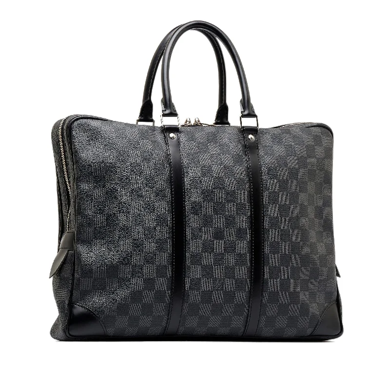 Louis Vuitton tote bags with a double - handle and shoulder - strap optionLouis Vuitton Damier Graphite Porte Documents Voyage PM (SHG-rllWo9)