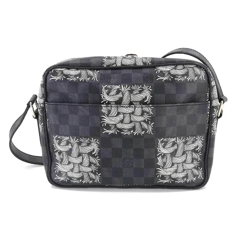 Louis Vuitton bags with a magnetic snap closure for easy accessLOUIS VUITTON Damier Graphite Christopher Nemeth Nile PM Shoulder Bag N41572 Silver Hardware Nail