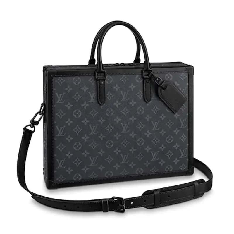 Ladies Louis Vuitton shoulder bags with a magnetic - closure flap for easeLouis Vuitton LV Unisex Soft Trunk Briefcase Monogram Eclipse Canvas