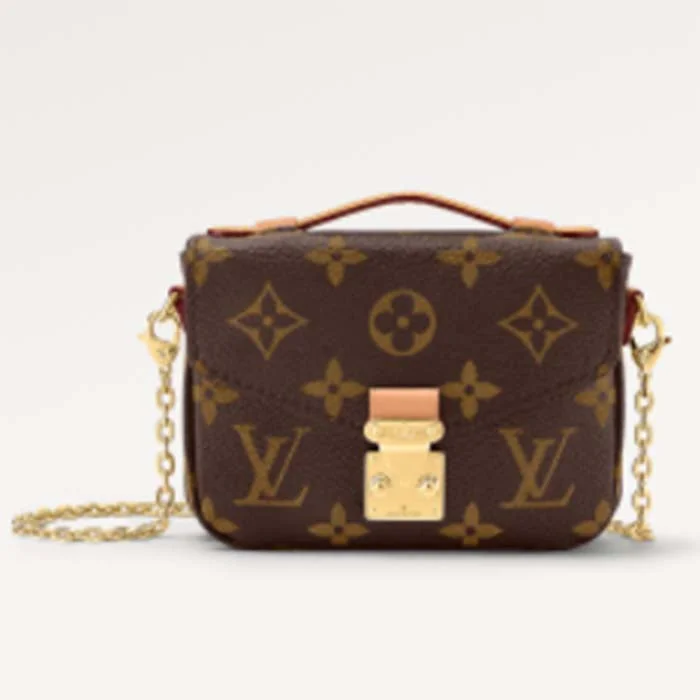 Louis Vuitton bags with a chain - link trim and a leather body for a modern edgeLouis Vuitton LV Women Micro Métis Bag Monogram Coated Canvas Cowhide Leather