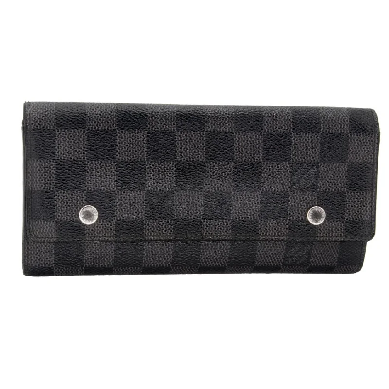 Louis Vuitton bags with a zip - around closure for enhanced securityLouis Vuitton Damier Long Gm Graphite Double Snap Portefeuille Wallet LV-W0930P-0383