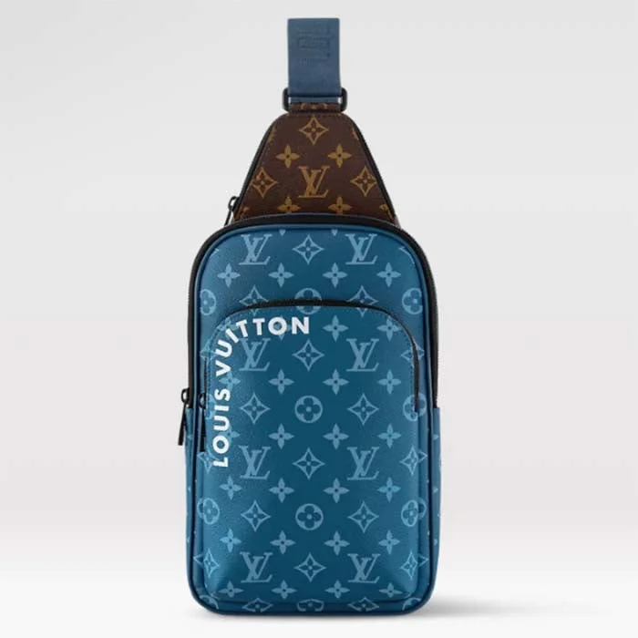 Small - sized Louis Vuitton Pochette Metis bags for a compact carryLouis Vuitton LV Unisex Avenue Slingbag NM Atlantic Blue Monogram Coated Canvas